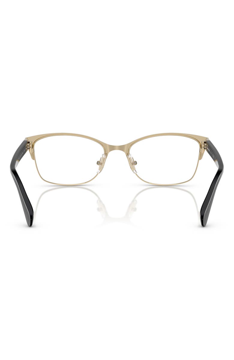 COACH 53mm Rectangular Optical Glasses, Alternate, color, Light Gold / Black / Demo Lens