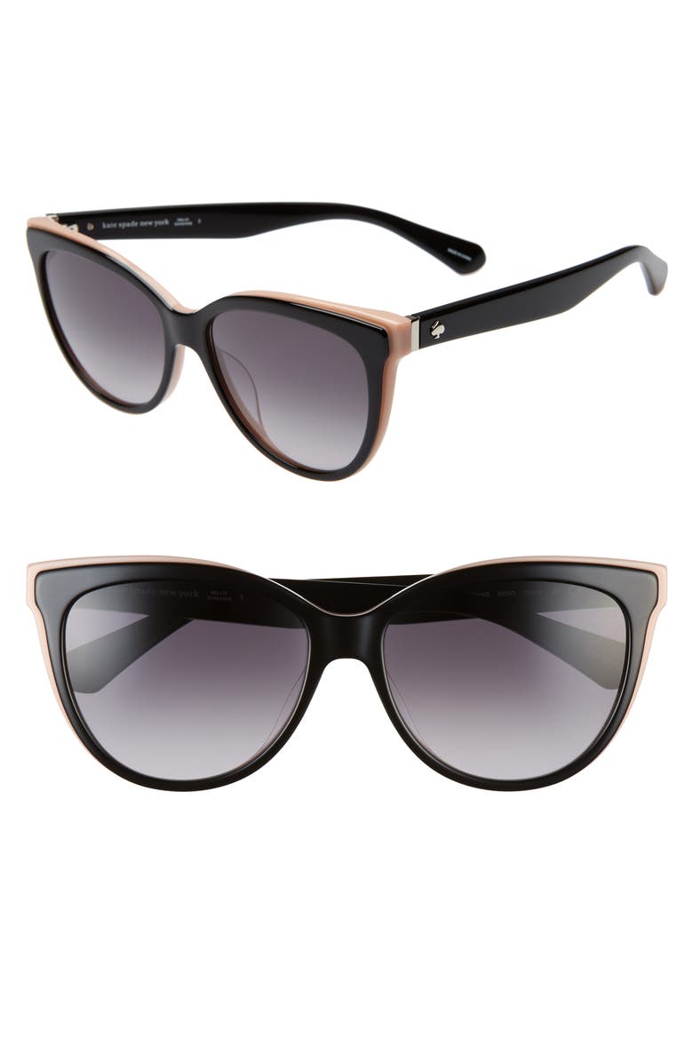 daesha 56mm polarized gradient cat eye sunglasses, Main, color, BLACK
