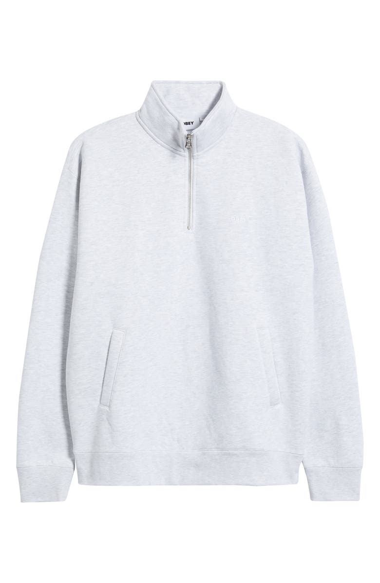 Obey Established Works Quarter-Zip Fleece Pullover, Alternate, color, Ash Grey