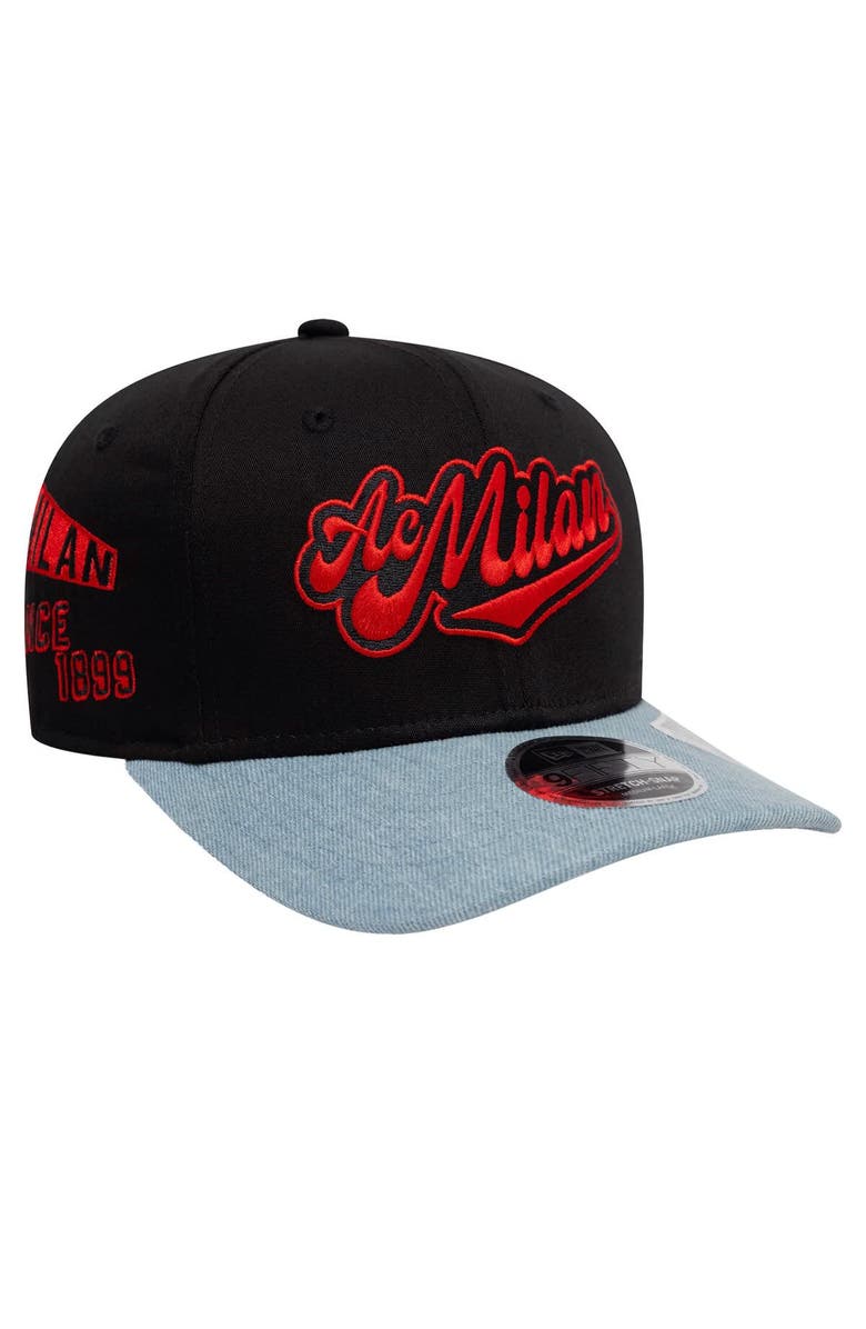 New Era Men's New Era Black/Denim AC Milan 9FIFTY Stretch-Snap Adjustable Hat, Alternate, color, Black