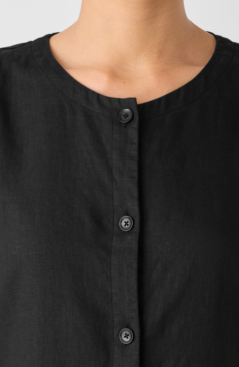 Eileen Fisher Organic Linen Tie Back Longline Vest, Alternate, color, Black