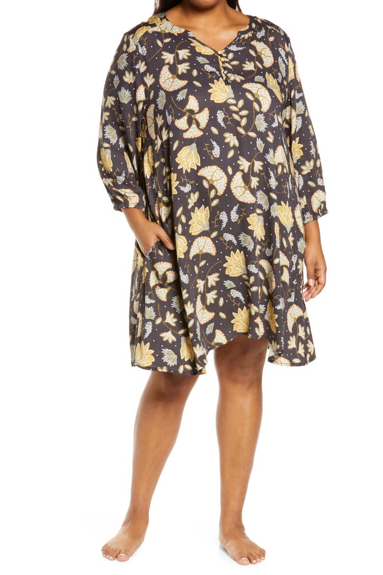 Pajama Shirt Dress, Main, color, BLACK PAISLEY