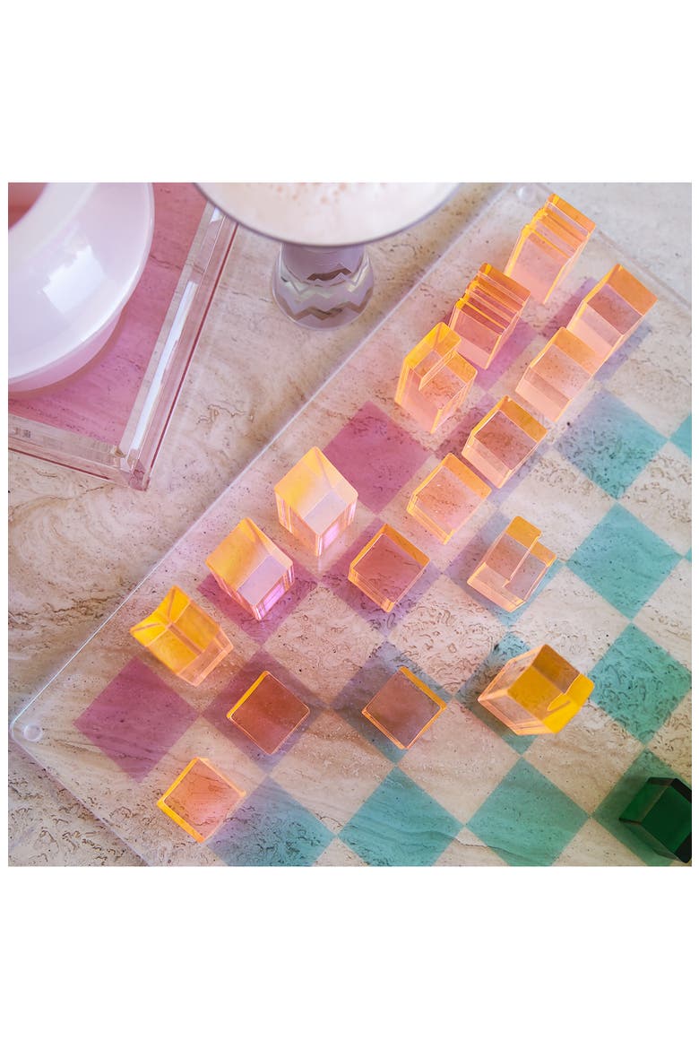Lucite® 2-In-1 Chess & Checkers Set, Alternate, color, SHERBET