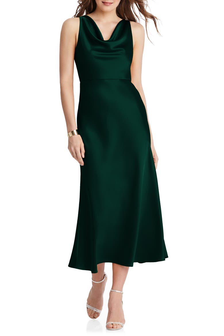 Esme Charmeuse Midi Dress, Main, color, EVERGREEN