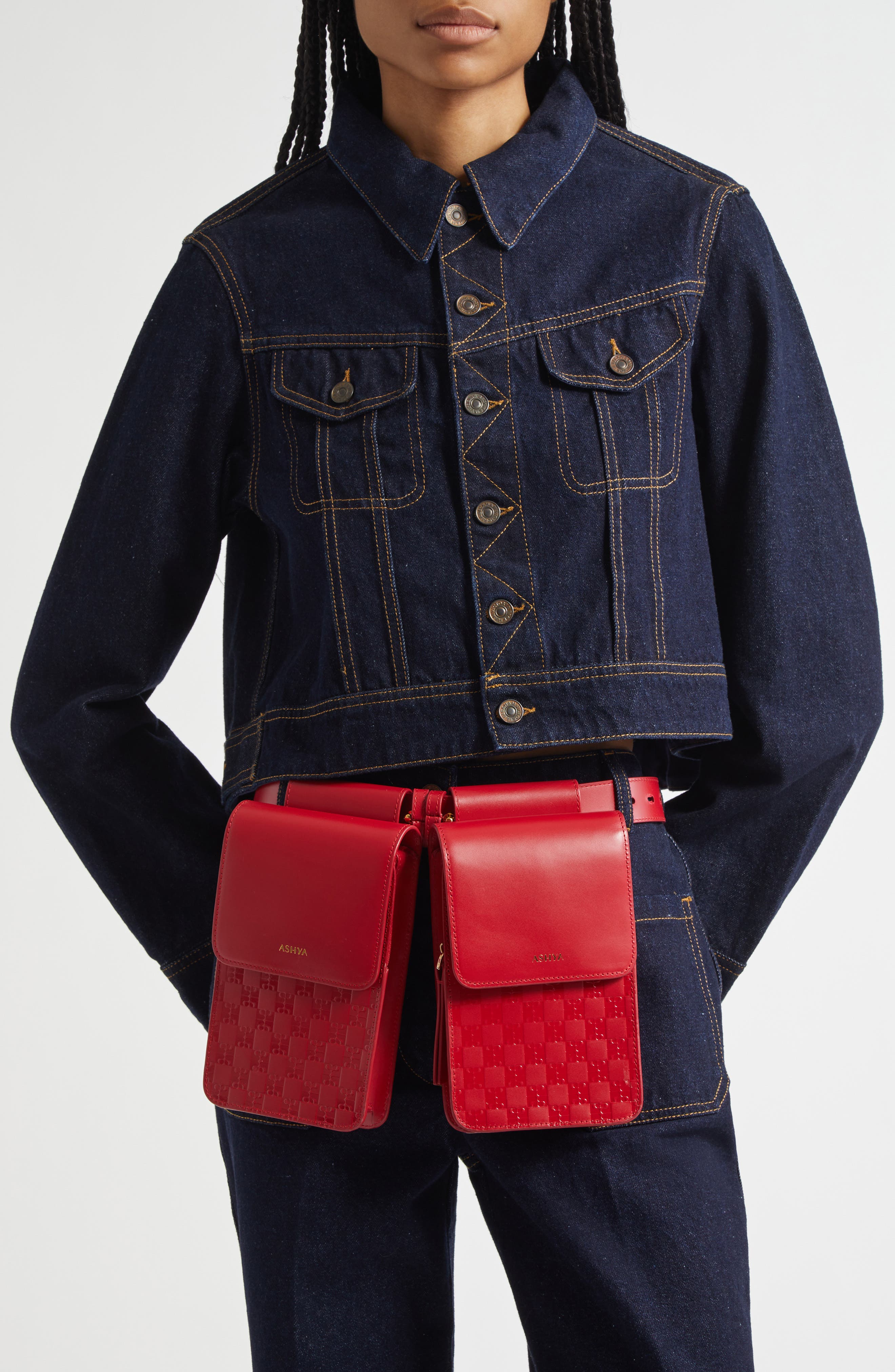 ASHYA Hertiage Double Pouch Leather Belt Bag, Alternate, color, 