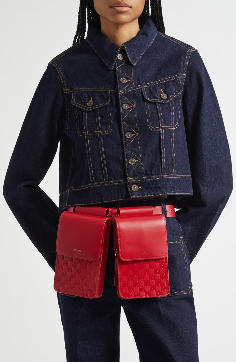 ASHYA Hertiage Double Pouch Leather Belt Bag, Alternate, color,