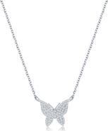 SIMONA Sterling Silver Diamond Butterfly Pendant Necklace - 0.11ct.