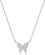 SIMONA Sterling Silver Diamond Butterfly Pendant Necklace - 0.11ct.