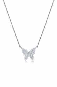 SIMONA Sterling Silver Diamond Butterfly Pendant Necklace - 0.11ct.