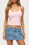 EDIKTED Basic Babe Stretch Cotton Crop Camisole