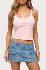 EDIKTED Basic Babe Stretch Cotton Crop Camisole