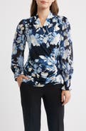 Anne Klein Floral Mix Media Faux Wrap Top