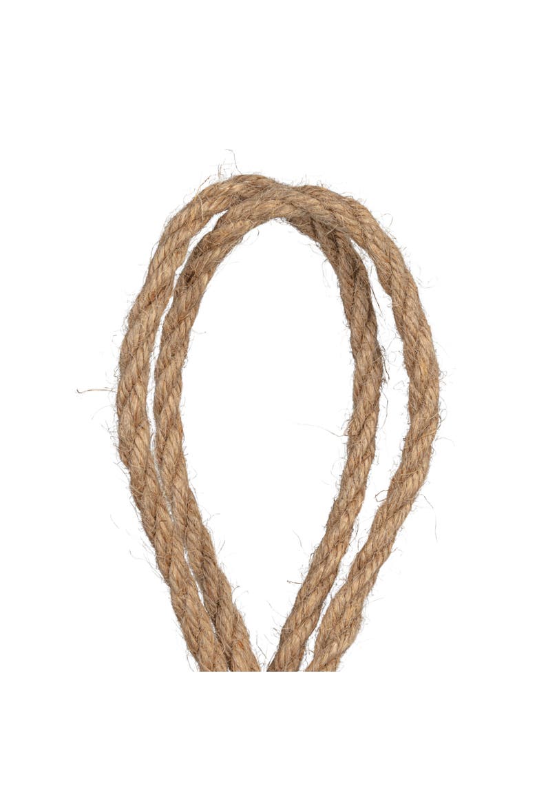 Hanging Stoneware Planter with Jute Rope Hanger and Distressed Volcano Finish, White, Alternate, color, White