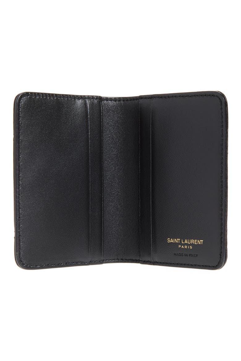 Jamie Carré Rive Gauche Matelassé Leather Bifold Card Case, Alternate, color, NOIR