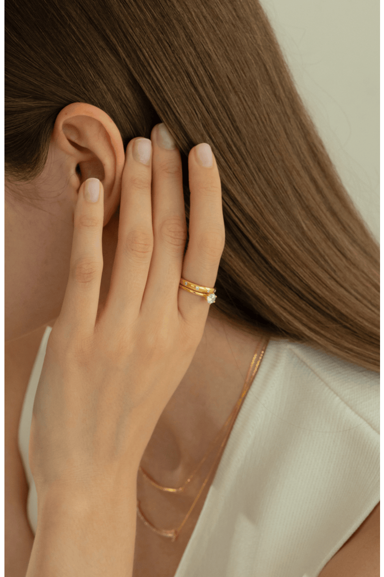 18k Gold Plated Sterling Silver Everyday Shine Ring Set Gift Guide, Alternate, color, Silver