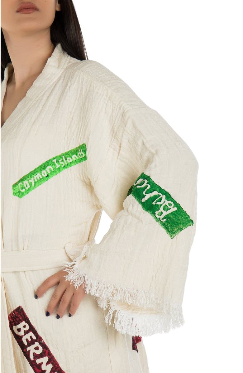 Forever & Always Shoes Arwen - Signage Pattern Handmade Cotton Kimono, Alternate, color, Off-White