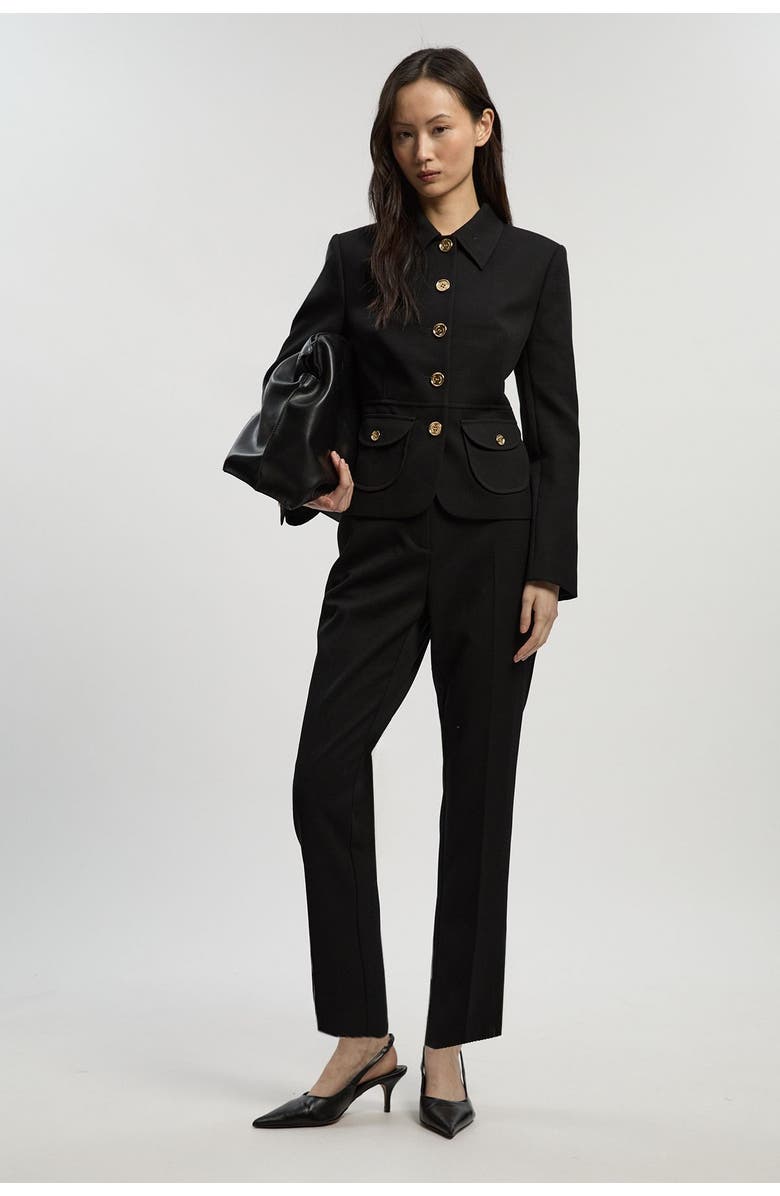 Karen Millen Petite Textured Tailored Jacket, Alternate, color, Black