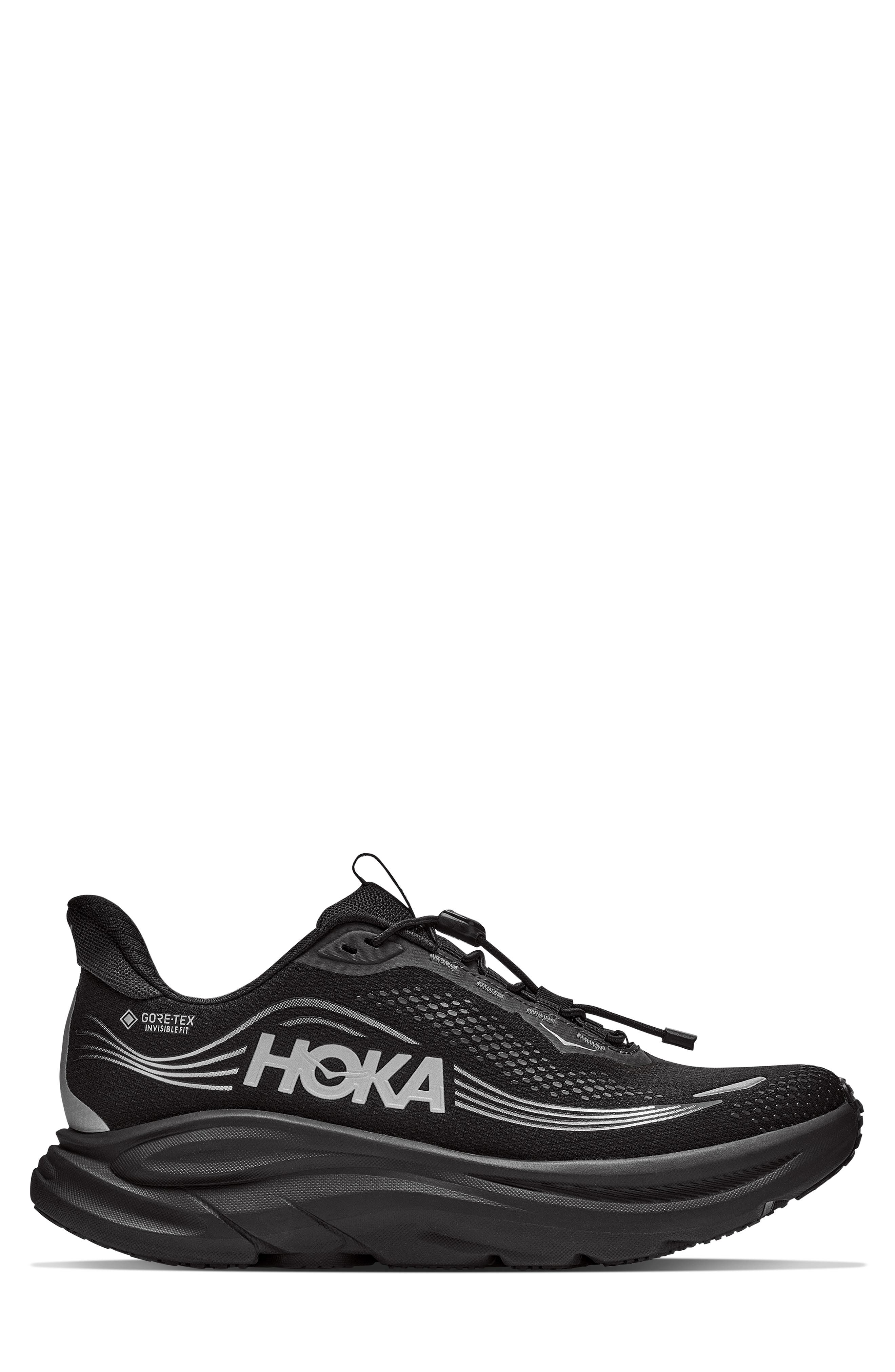 Clifton 11 Gore-Tex Water Repellent Running Shoe, Alternate, color, BLACK / BLACK