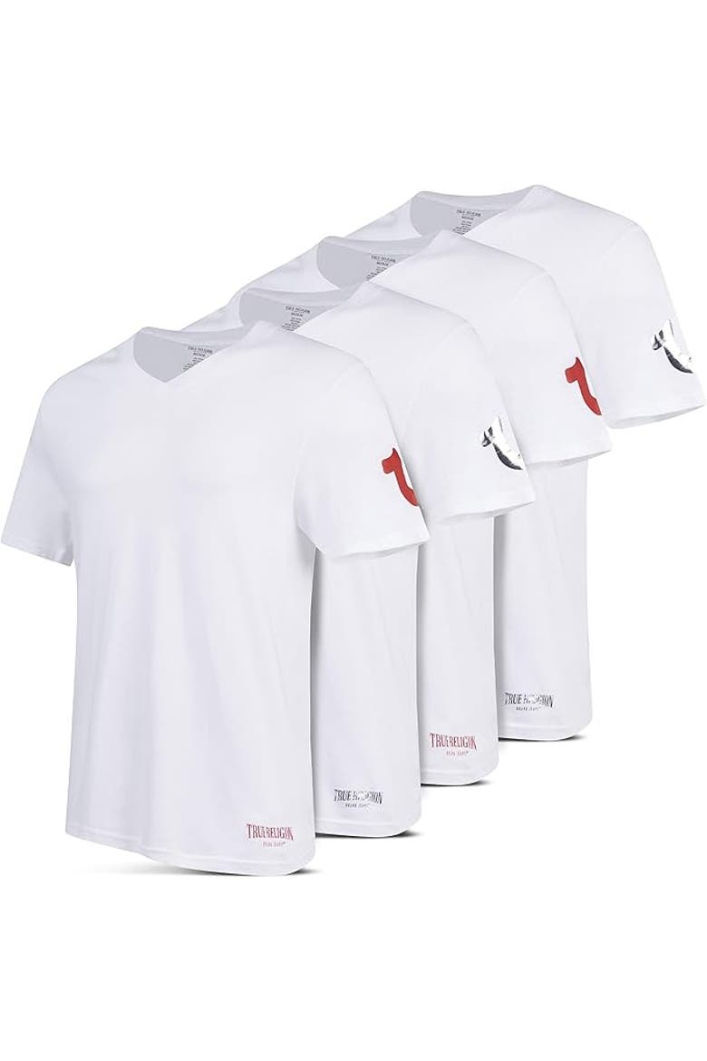V-Neck Undershirts 4 Pack, Main, color, White