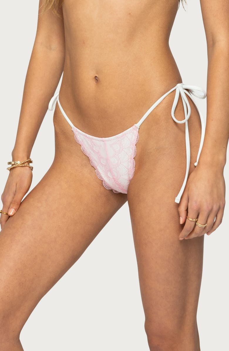EDIKTED Clayton Side Tie Bikini Bottoms, Alternate, color, Pink