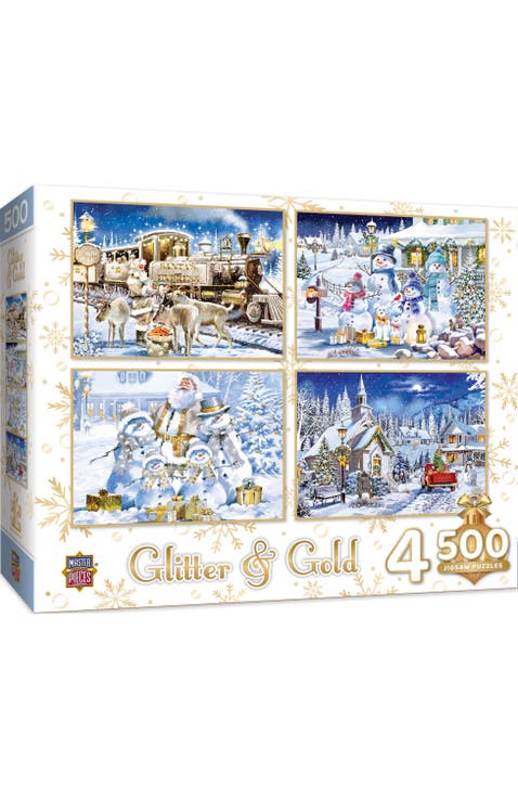 Glitter & Gold 500 Piece Puzzles 4-Pack