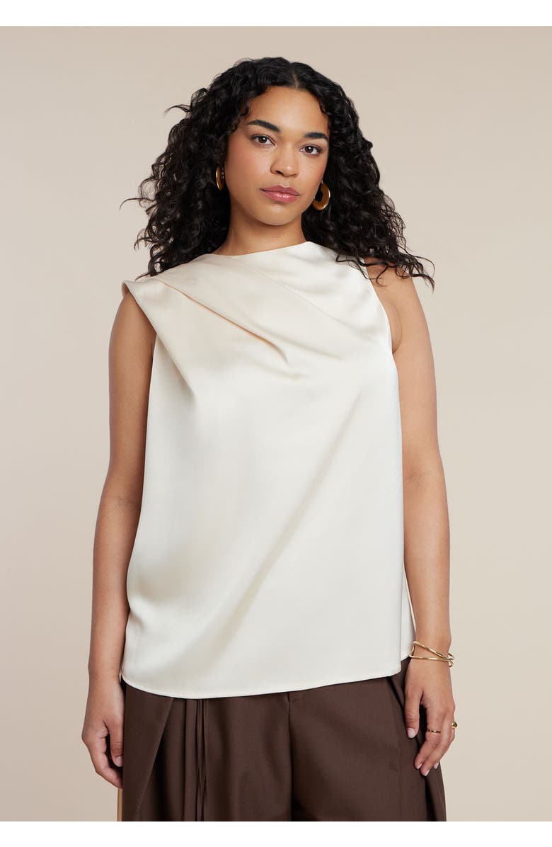ELOQUII Wire Hem Plissé Strapless Top, Alternate, color, Optic White