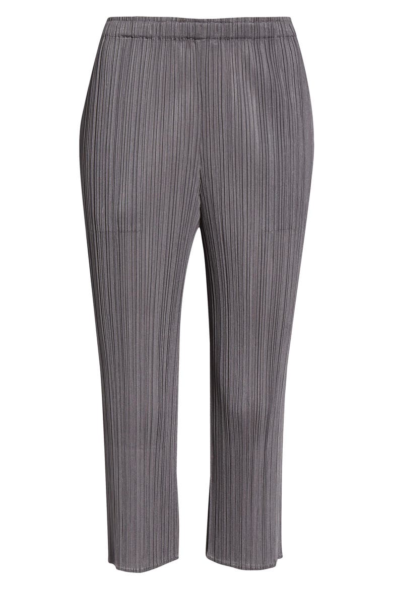 Pleated Crop Skinny Pants, Alternate, color, GRAY