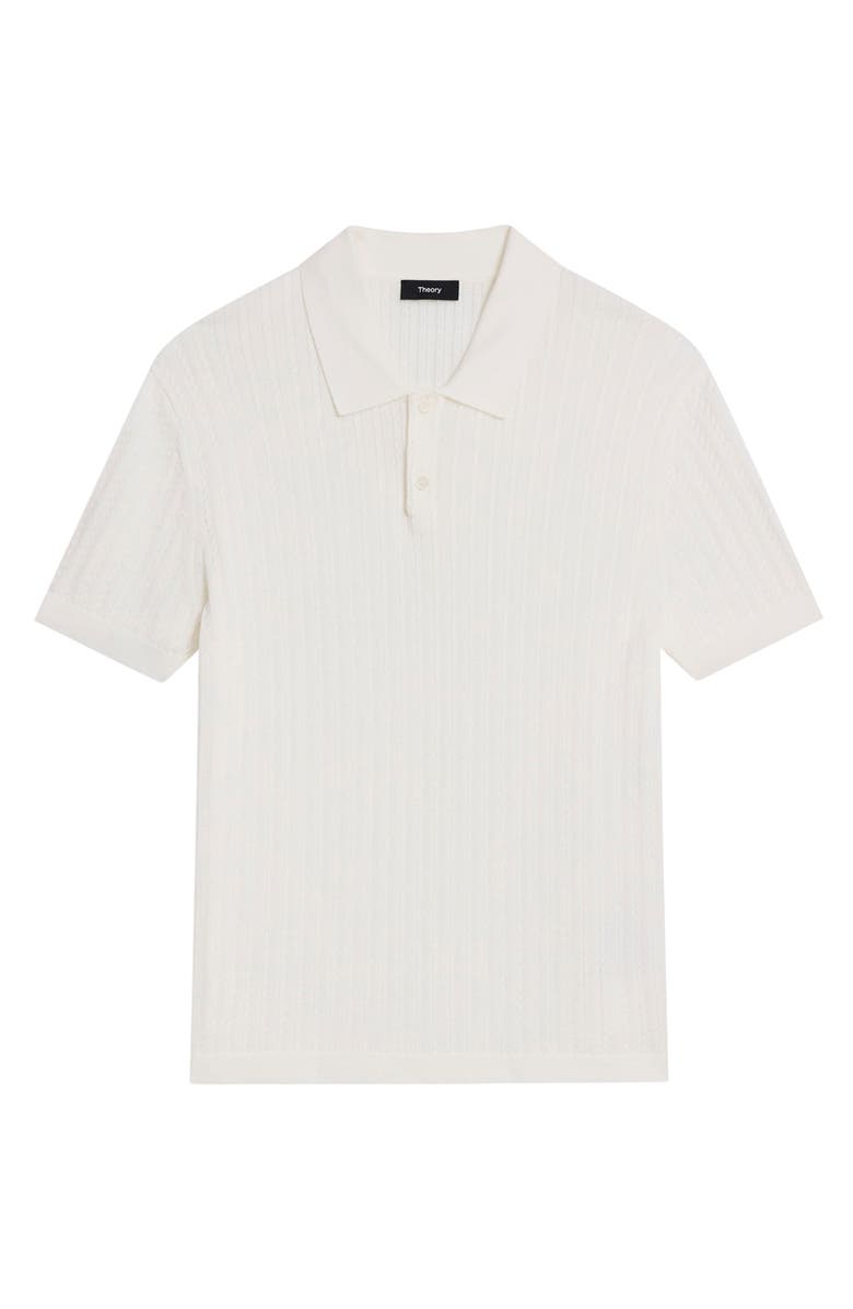 Cable Short Sleeve Cotton Blend Polo Sweater