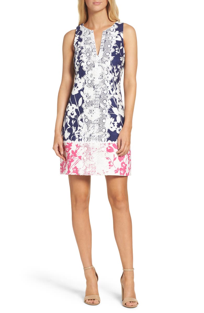 Eliza J Stretch Cotton A-Line Dress, Main, color,