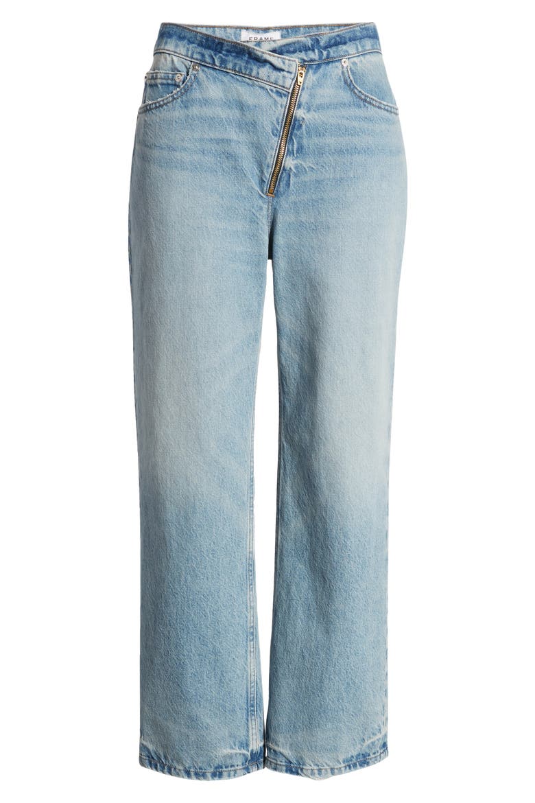 Le Jane Angled Zip Crop Relaxed Straight Leg Jeans, Alternate, color, RHODE