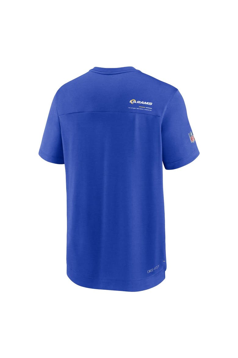 Men's Nike Royal Los Angeles Rams Sideline Coach Chevron Lock Up Logo V-Neck Performance T-Shirt, Alternate, color, Royal