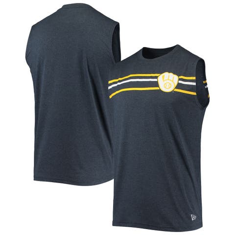 Men's New Era Heathered Navy Milwaukee Brewers Muscle Tank Top