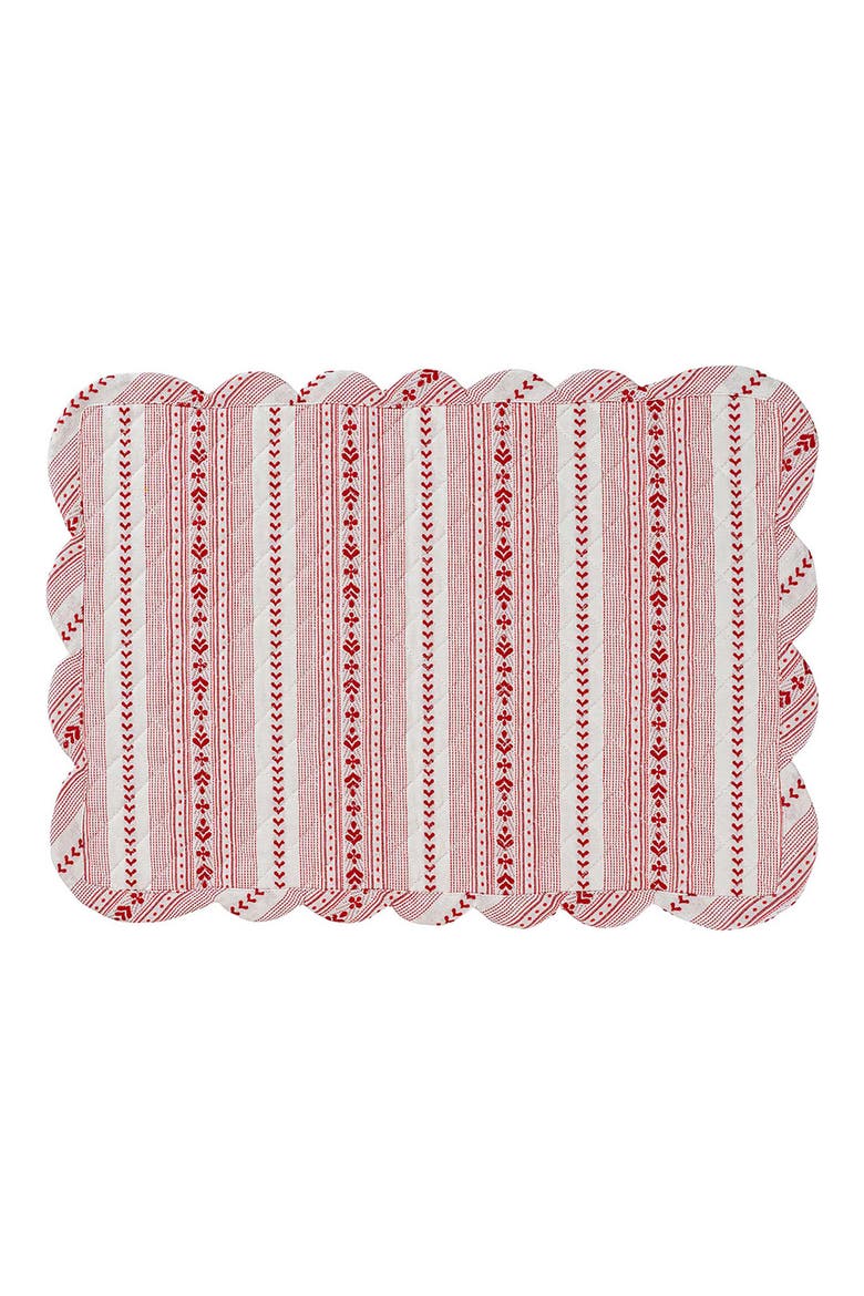 Villa Stripe Set of 4 Quilted Placemats, Alternate, color, RED