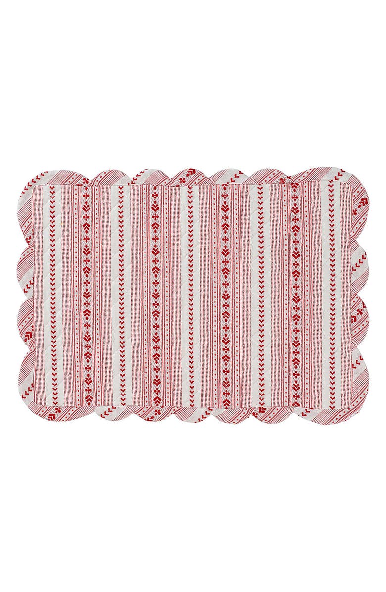 Juliska Villa Stripe Set of 4 Quilted Placemats, Alternate, color, Red