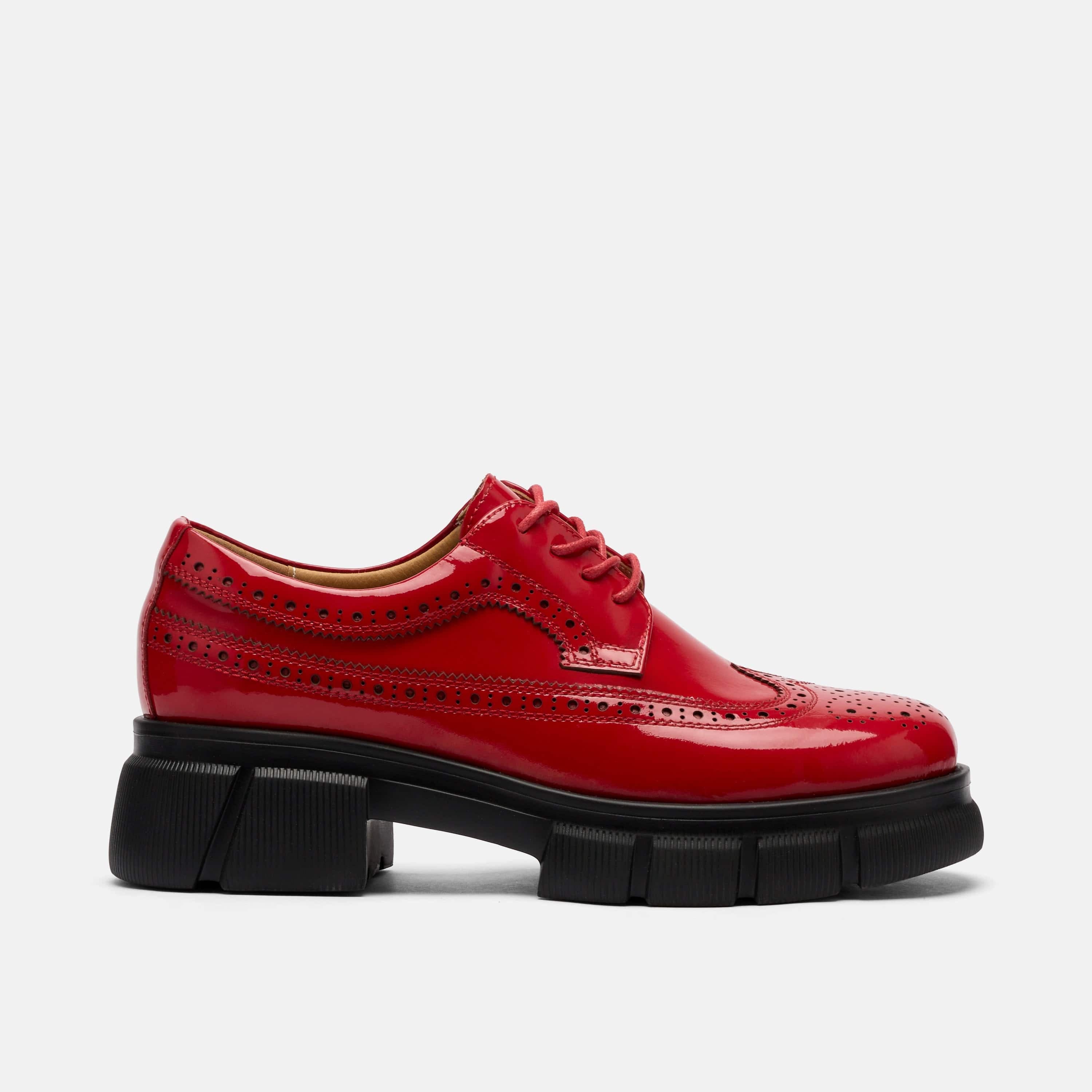 MARC NOLAN Ms. Alexander Leather Lug Wingtip Derby, Main, color, Red