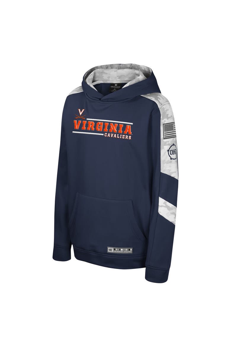 Youth Colosseum Navy Virginia Cavaliers OHT Military Appreciation Cyclone Digital Camo Pullover Hoodie, Alternate, color, Navy