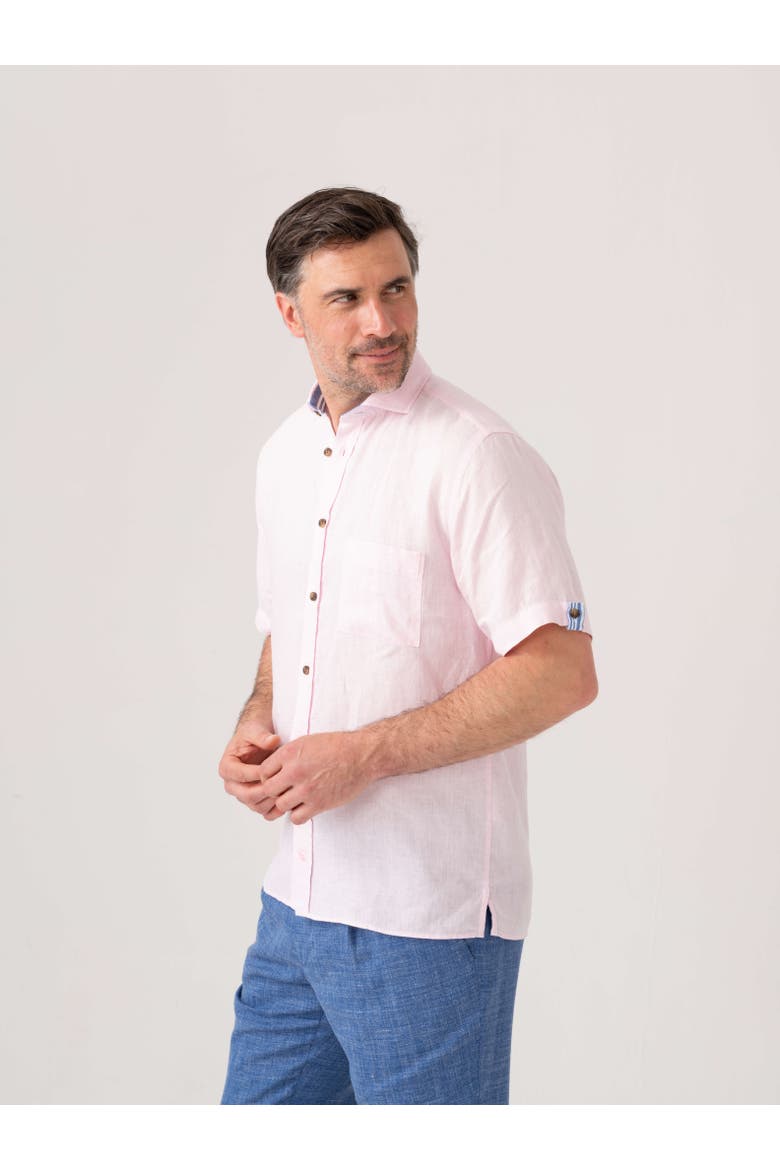 Short Sleeve Linen Shirt, Alternate, color, Pink