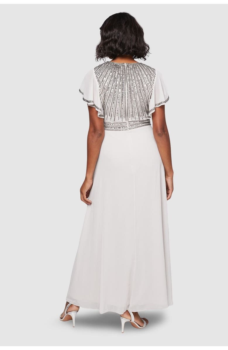 Wallis Embellished Ruffle Sleeve Maxi Dress, Alternate, color, Grey