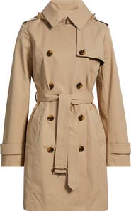 Michael Kors Classic Double Breasted Hooded Trench Coat