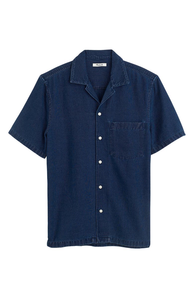 Madewell Indigo Dyed Camp Shirt, Alternate, color, Dark Indigo