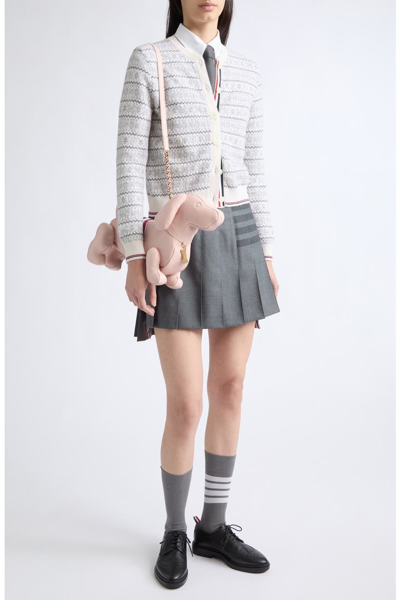 Snowflake Fair Isle Jersey Cardigan, Alternate, color, WHITE