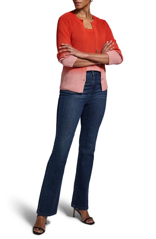 Nic + Zoe Nic+zoe Ombre Ribbed Cardigan In Pink Multi