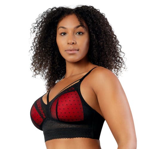 Parfait Mia Dot Wire-free Padded Mesh Bralette In Black