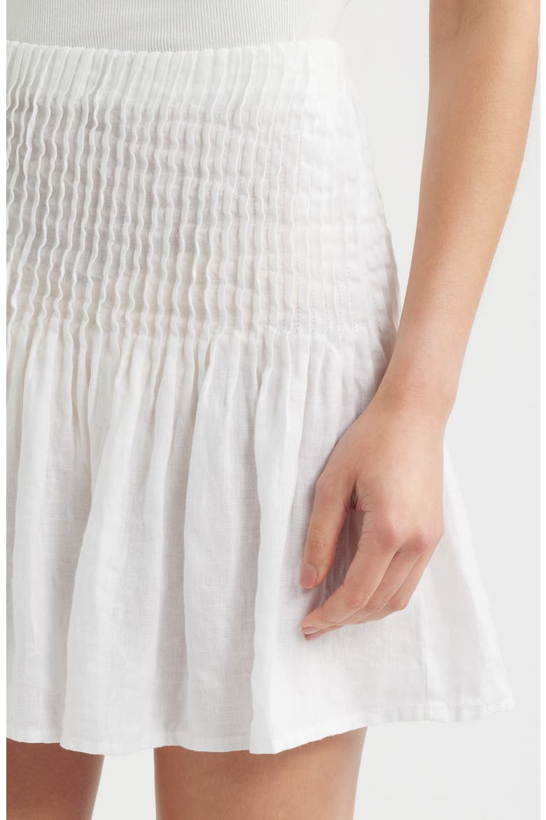 Pintuck Linen Miniskirt, Alternate, color, WHITE