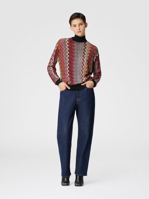 Shop Missoni High-neck Pullover In Viscose And Zigzag Wool In Multicoloured