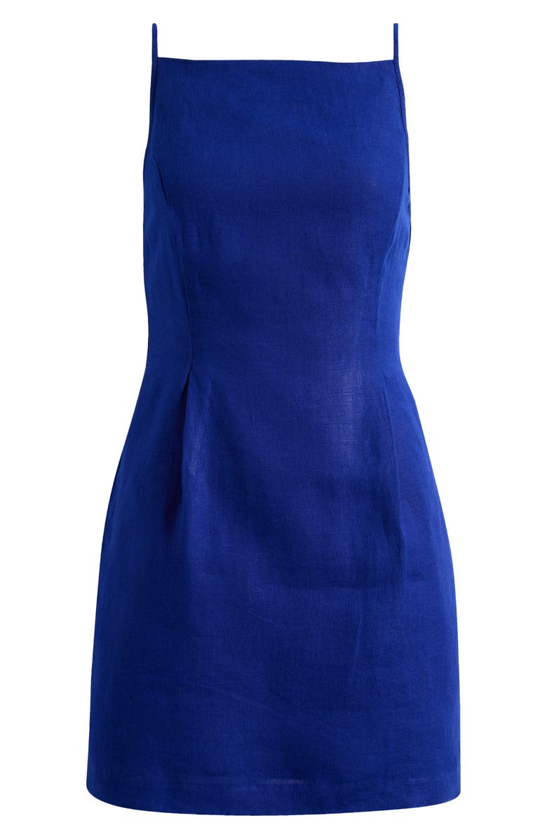 Madewell High Neck Sleeveless Linen Minidress, Alternate, color, Bright Sapphire
