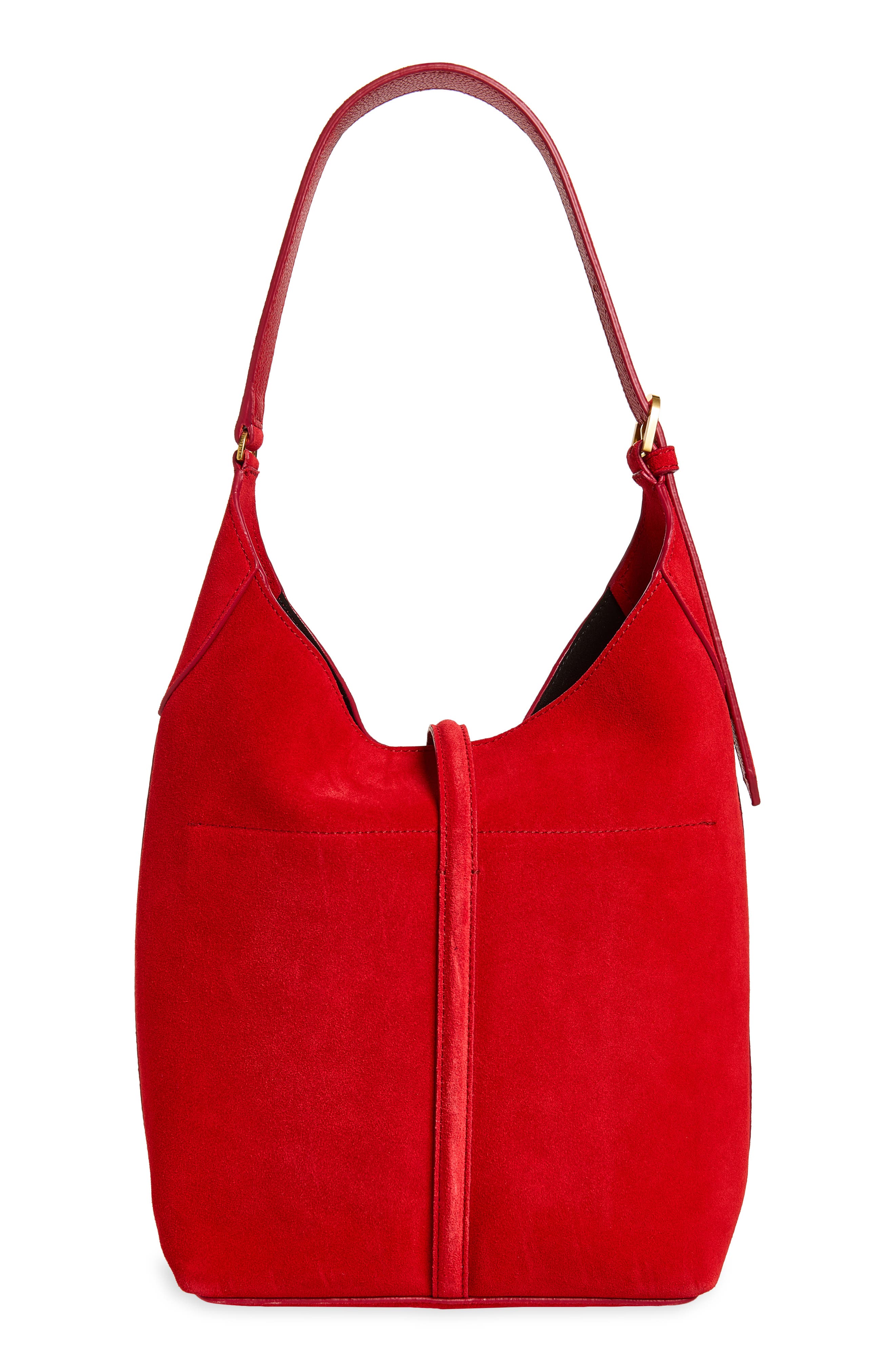 The Siena Suede Bucket Bag, Alternate, color, BERRY RED