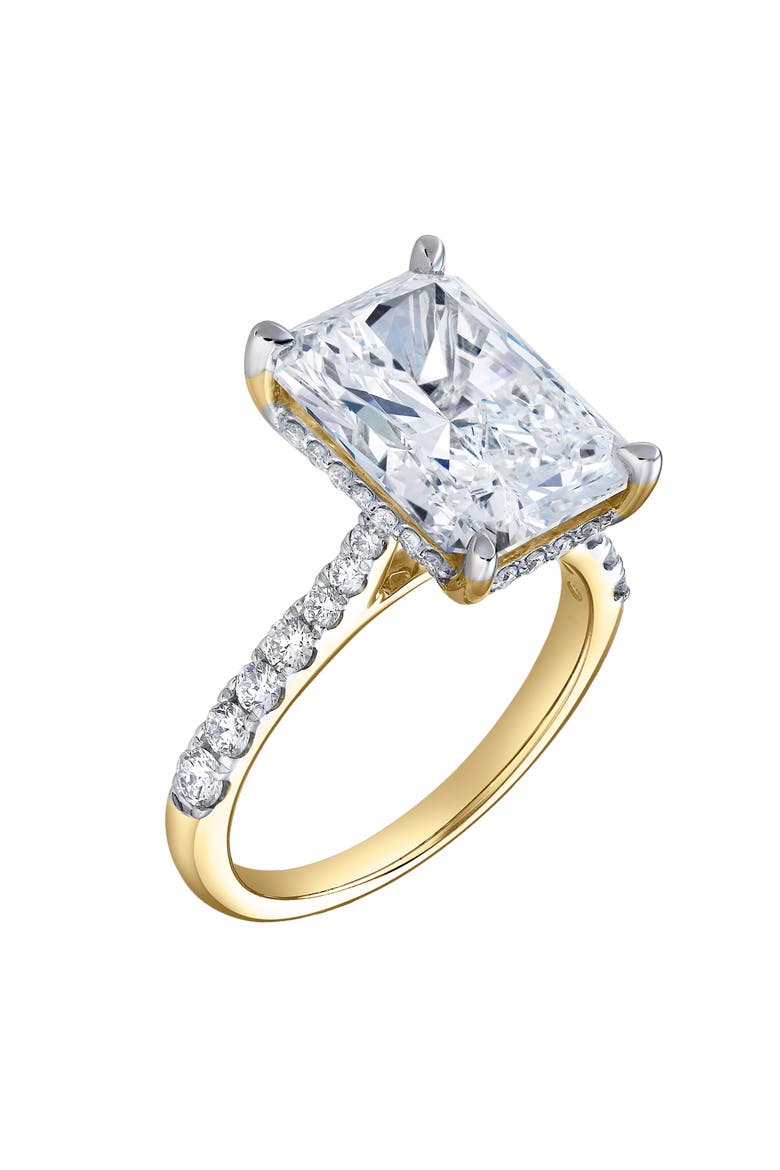 Bayan 14K Yellow Gold Radiant Cut Lab Grown Diamond Hidden Halo Engagement Ring - 5.5 Ct, Alternate, color, 14K Yellow Gold