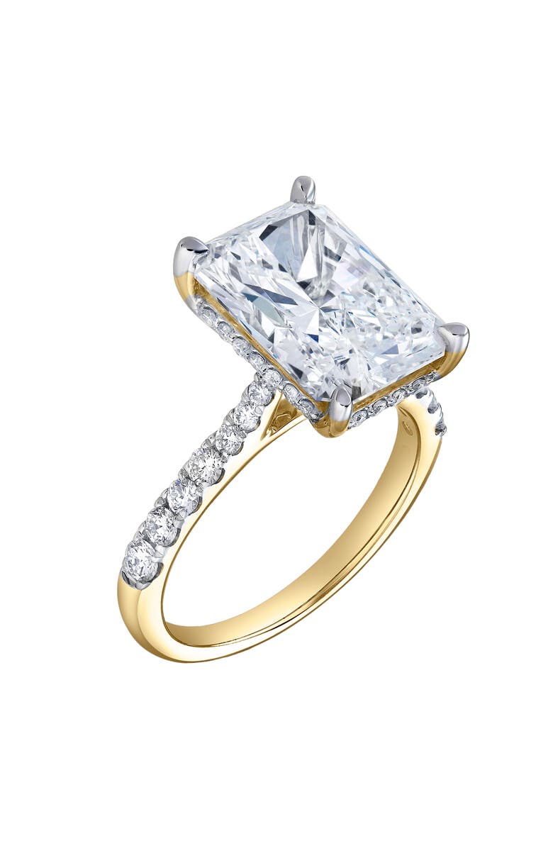 LuvMyJewelry Bayan 14K Yellow Gold Radiant Cut Lab Grown Diamond Hidden Halo Engagement Ring - 5.5 Ct, Alternate, color, 14K Yellow Gold