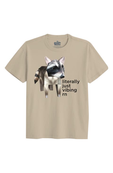 Vibin' Raccoon Graphic Print T-Shirt
